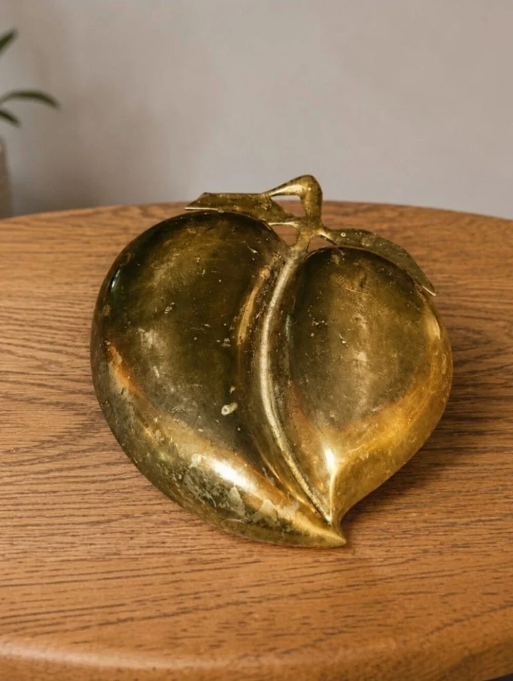 Brass Peach-Shaped Decorative Tray - Gold